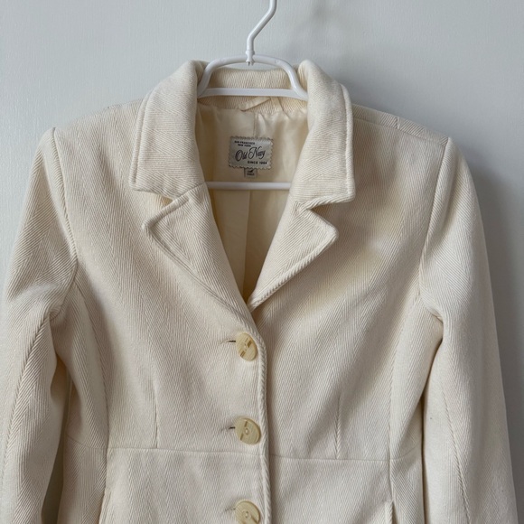 Y2K Classic Old Navy Fully Lined Cream Peacoat | Tailored Fit - Picture 5 of 15